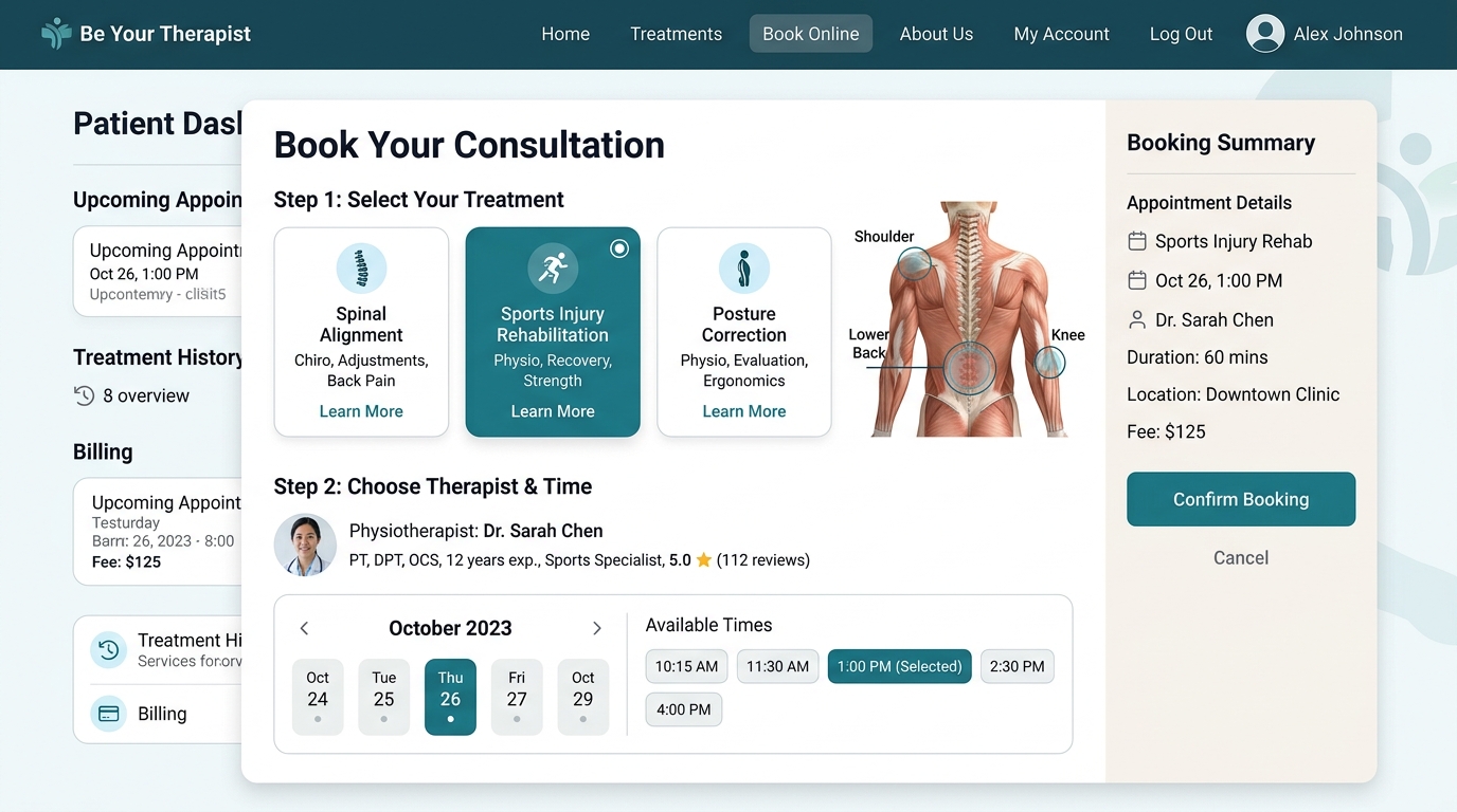 Be Your Therapist — Clinic & HealthTech Portal - Healthcare SaaS case study